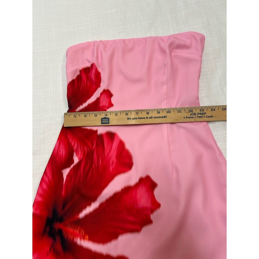 beginning boutique Temmie Pink Hibiscus Strapless Mini Dress XS - 2 - Picture 8 of 12